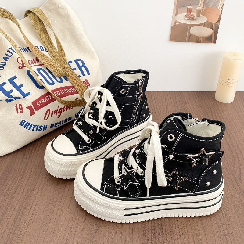 Canvas Sneaker High - أحذية نسائية جديدة على الطراز الكوري،