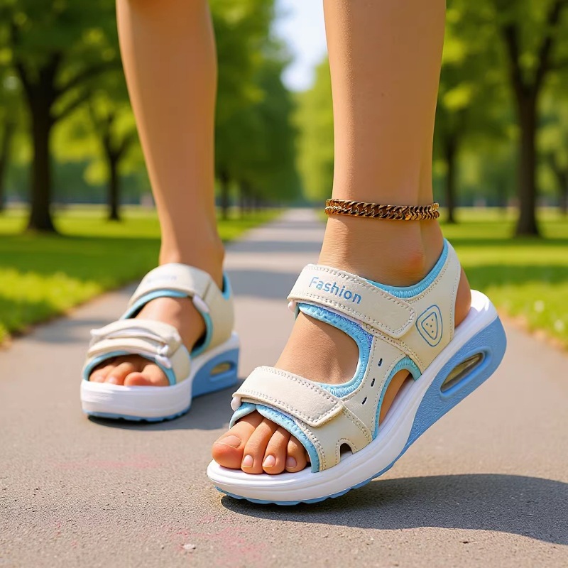 Velcro Strap Sandal - صنادل نسائية طبية بوسادة هوائية، صيفية