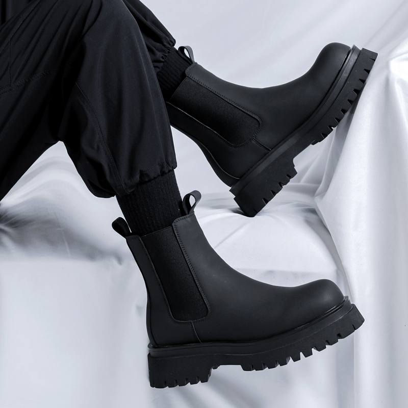 Shoes Heels Men - 2026 بوتات رجالية سوداء عالية الرقبة