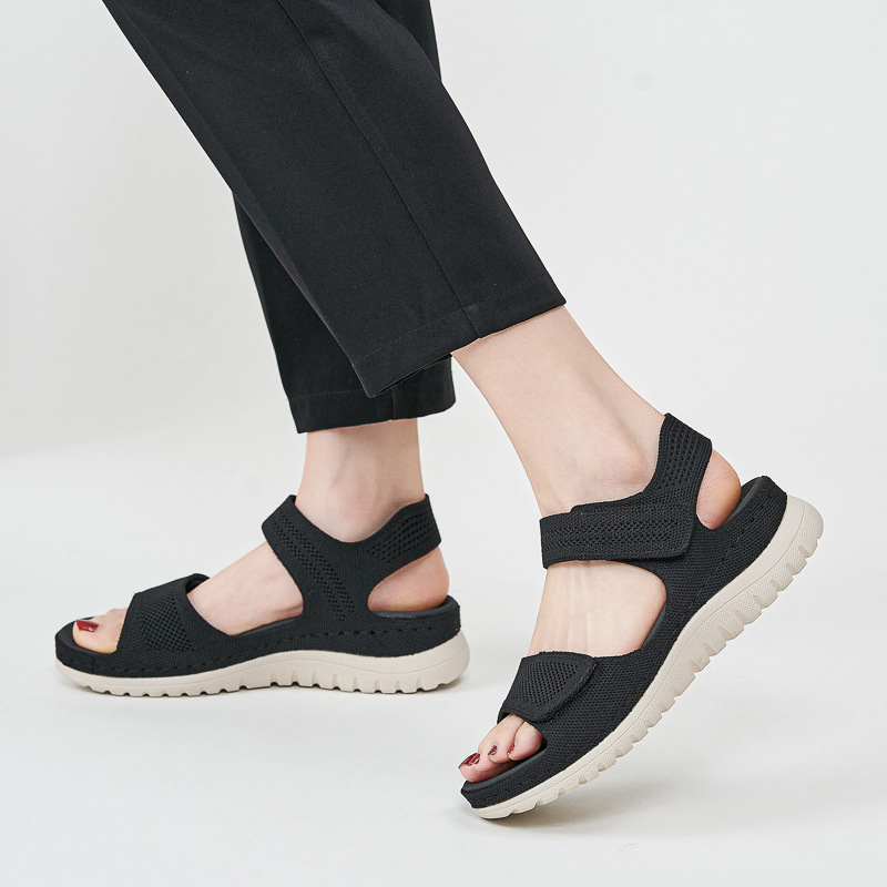 صنادل رياضية نسائية محبوكة بشب - مراجعة Velcro Strap Sandal وسعره